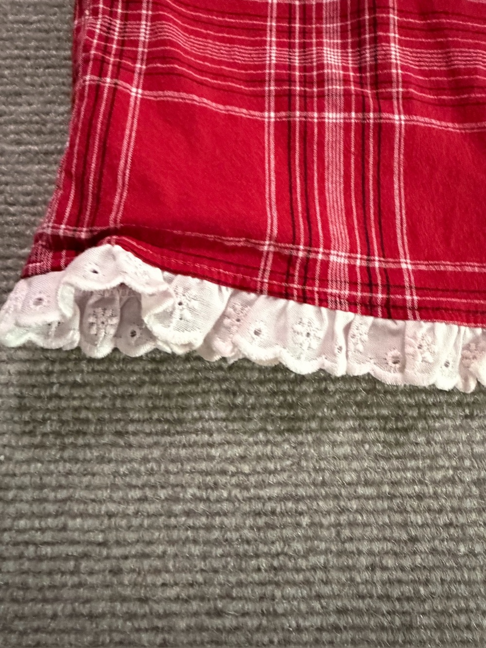 Y2K Jodi Kristopher Red Plaid Lace Trim Babydoll Slip Dress Sz 9/10 4th of July - Picture 5 of 13